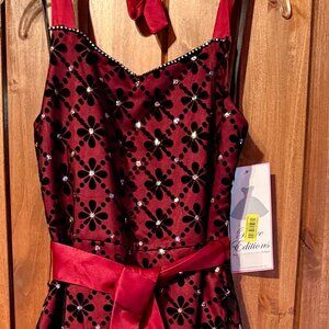 Girl’s Red Halter Dress, Size 16, NWT, Diamonds